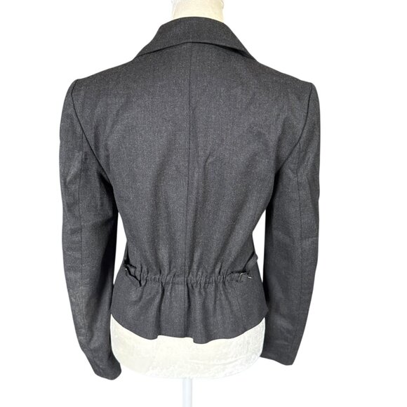 Worth Petite black collared long sleeve button down wool blazer women's size 2P - Picture 4 of 8